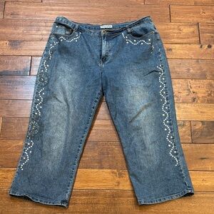 Vintage Mishca Embellished capriwide leg Blue Jeans 14